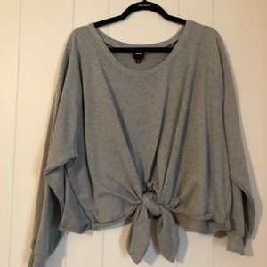 Oversized cropped front tie sweatshirt